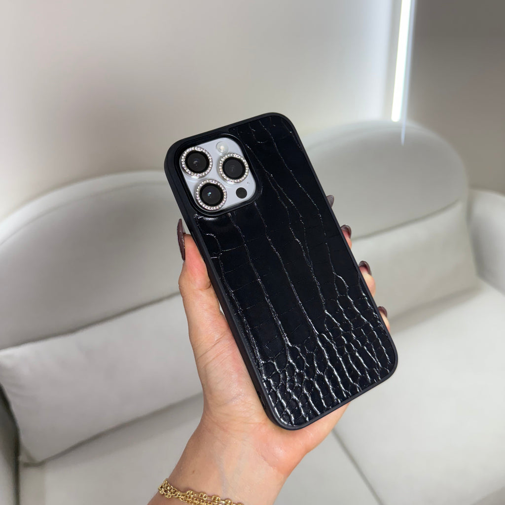 CASE IPHONE 12 -12 PRO COCODRILO NEGRO