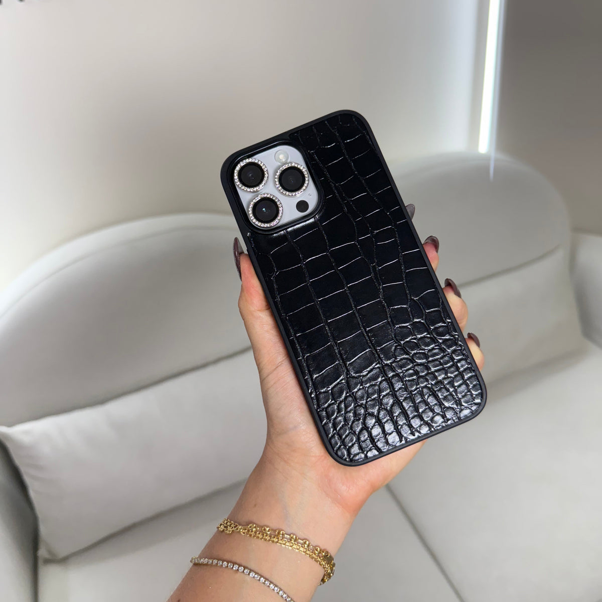CASE IPHONE 15 PRO MAX COCODRILO NEGRO
