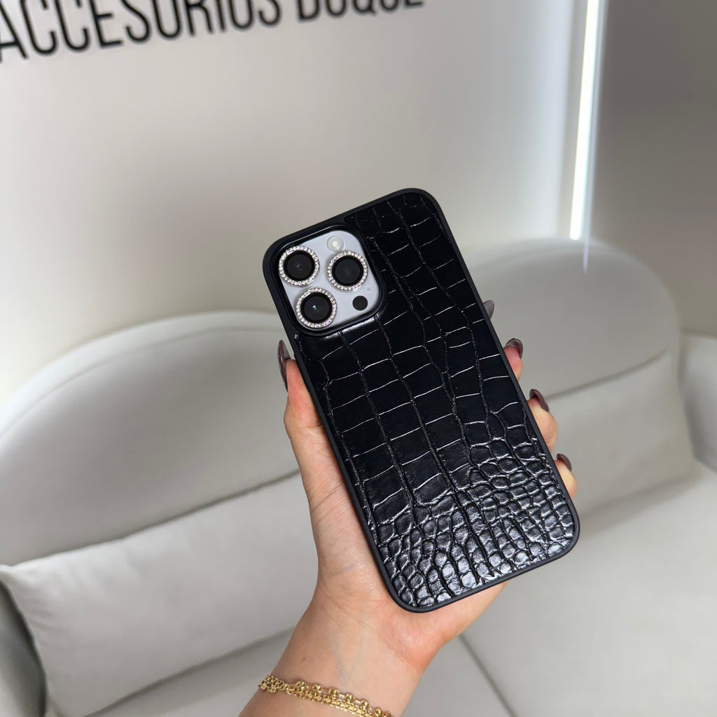 CASE IPHONE 16 PRO MAX COCODRILO NEGRO