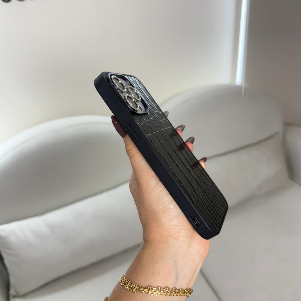 CASE IPHONE 15 PRO MAX COCODRILO NEGRO