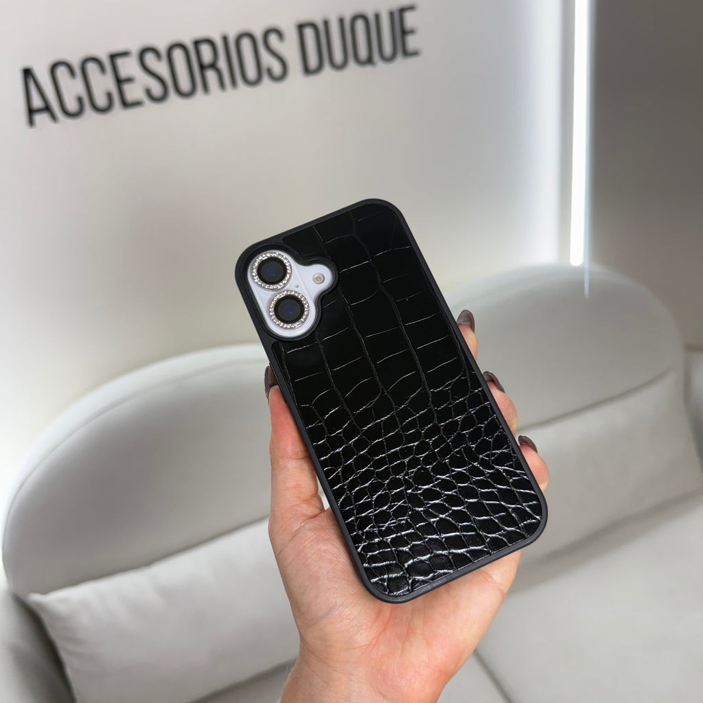 CASE IPHONE 16 PLUS COCODRILO NEGRO