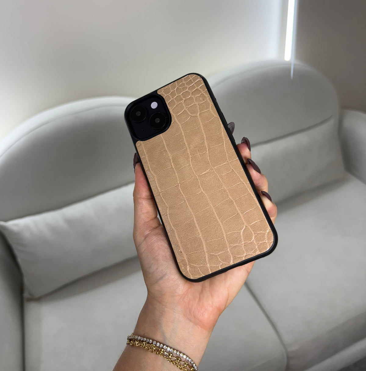 CASE IPHONE 13-14 COCODRILO BEIGE