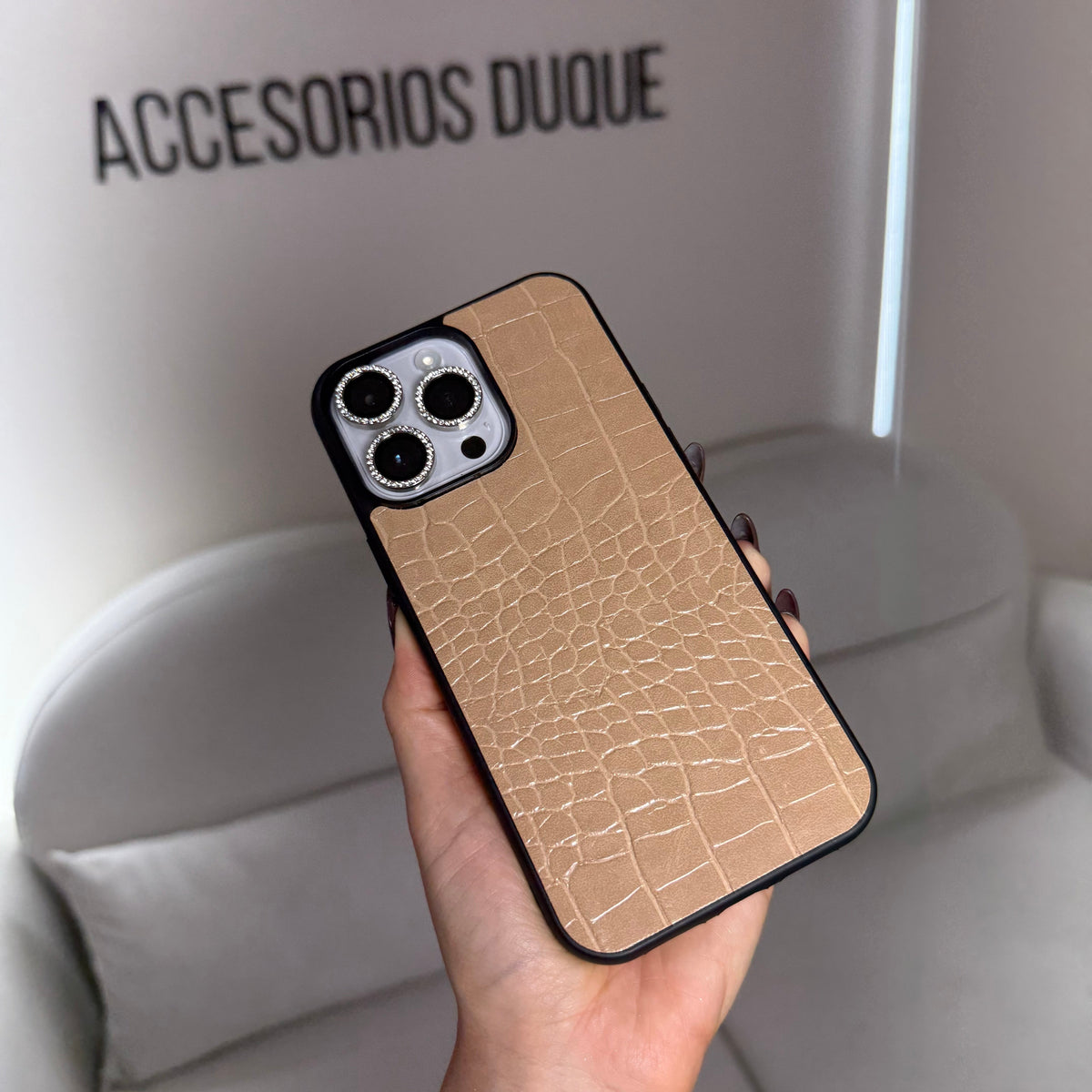 CASE IPHONE 12 PRO MAX COCODRILO BEIGE