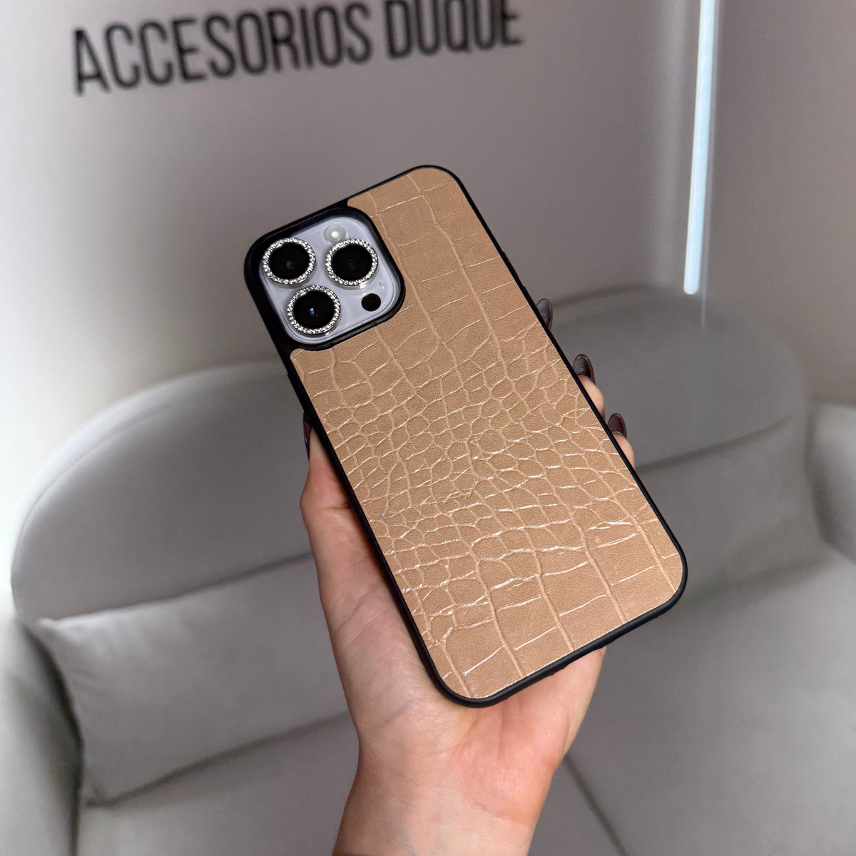CASE IPHONE 12 -12 PRO COCODRILO BEIGE