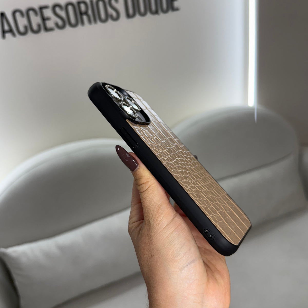 CASE IPHONE 13 PRO MAX COCODRILO BEIGE