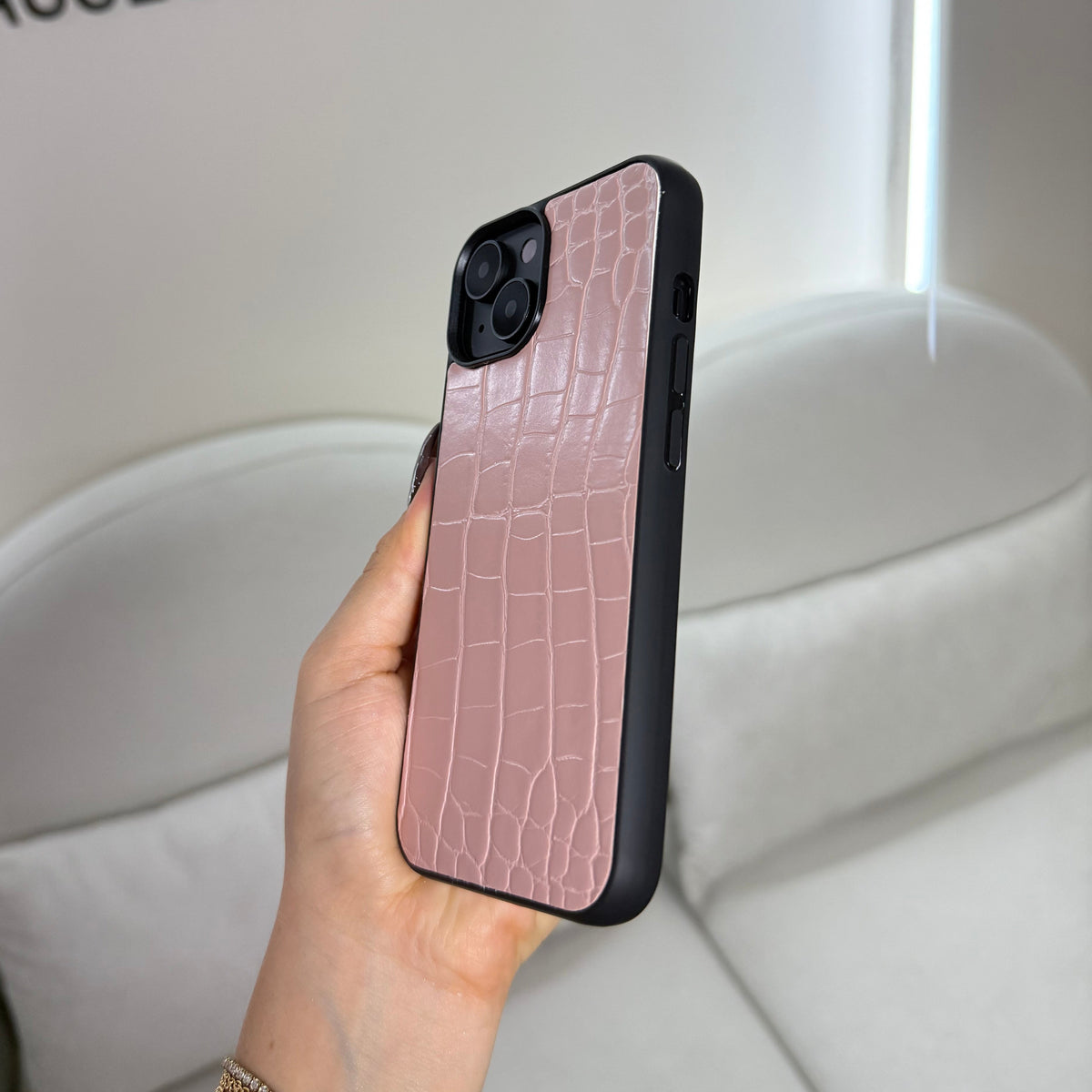 CASE IPHONE 13-14 COCODRILO ROSADO