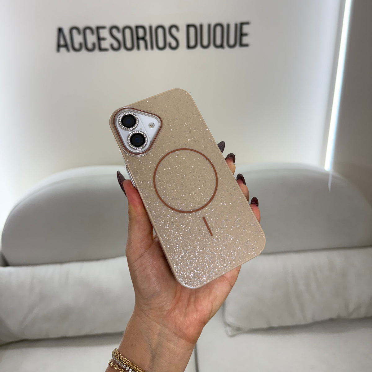 CASE IPHONE 16 GLAM MAGSAFE DORADO