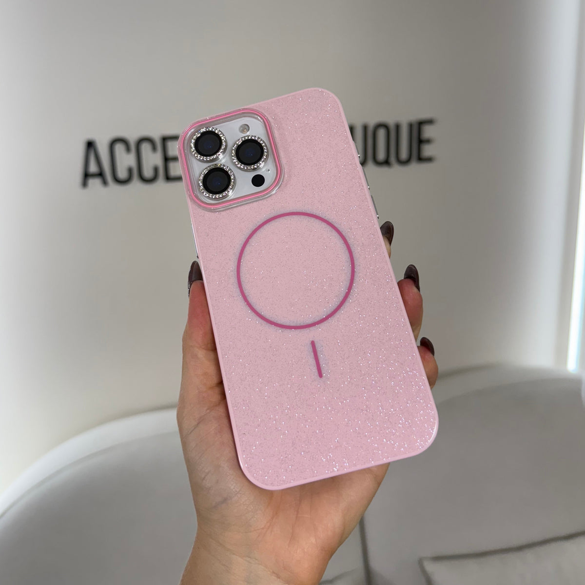 CASE IPHONE 13 PRO MAX GLAM MAGSAFE ROSADO