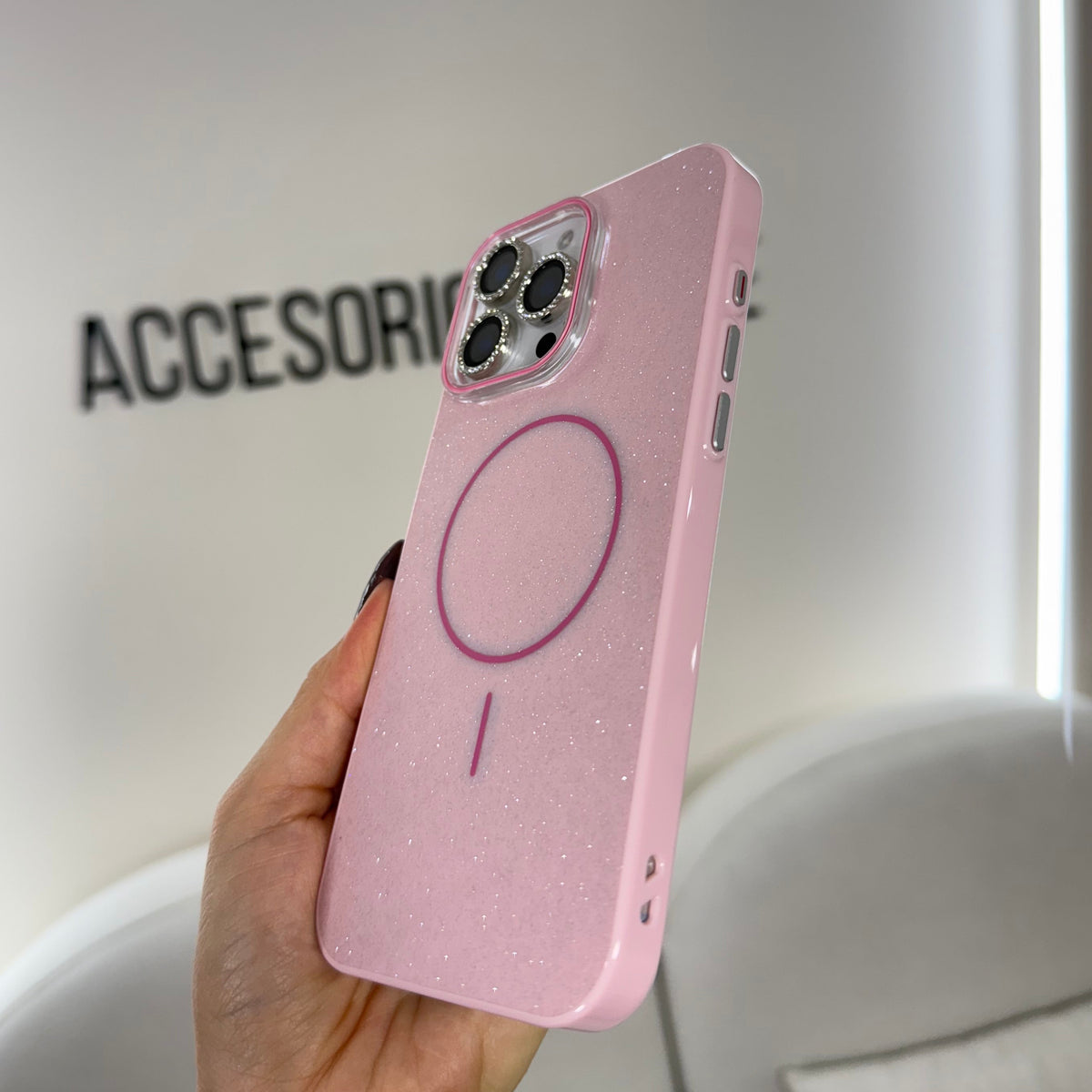 CASE IPHONE 13 PRO MAX GLAM MAGSAFE ROSADO