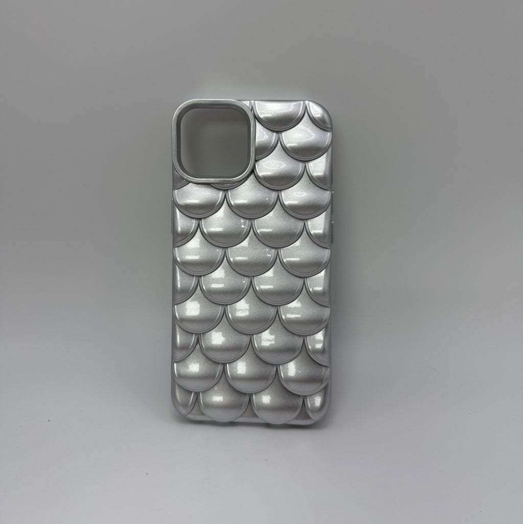 CASE IPHONE 13-14 ESCAMAS PLATEADO