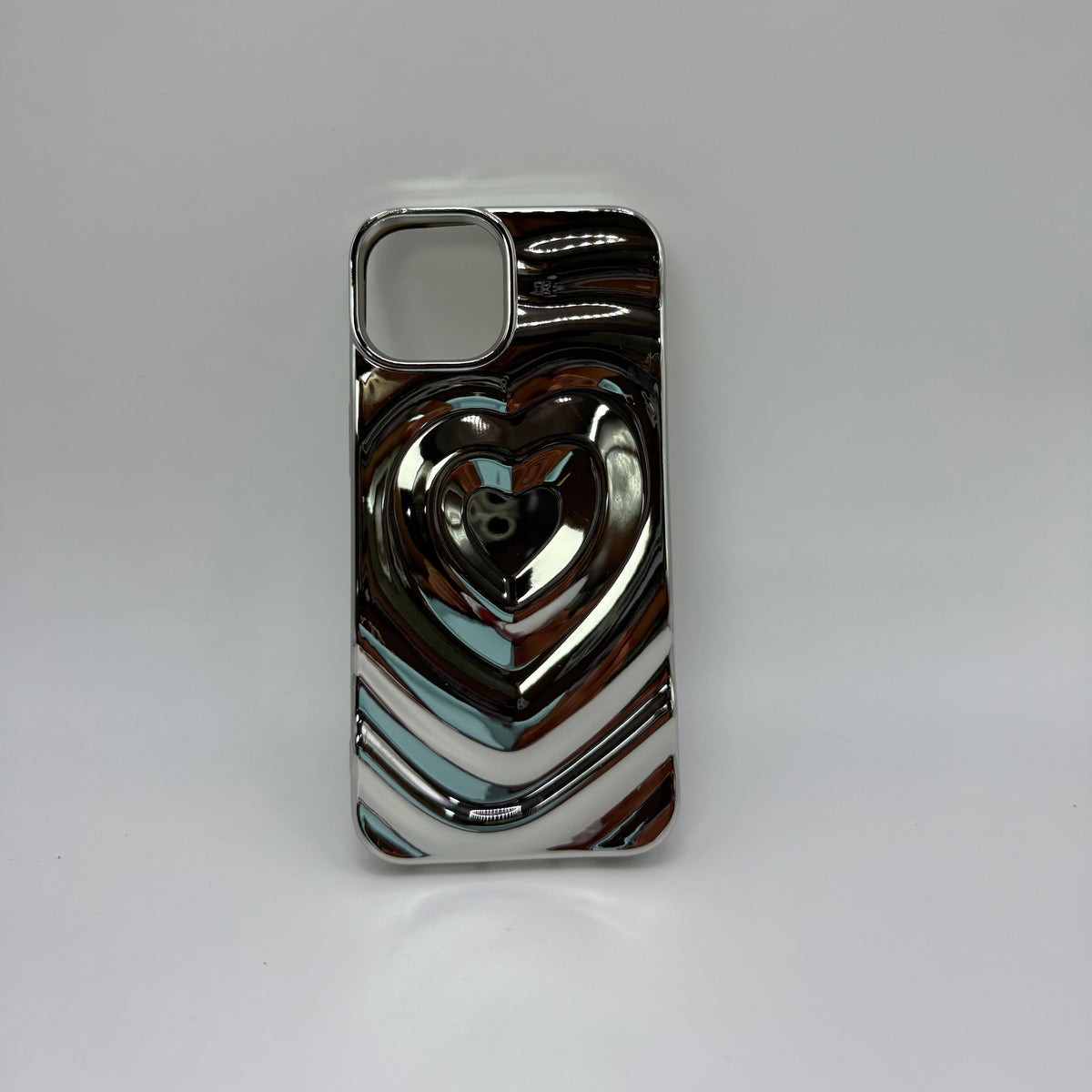 CASE IPHONE 15 LOVE 3D PLATEADO