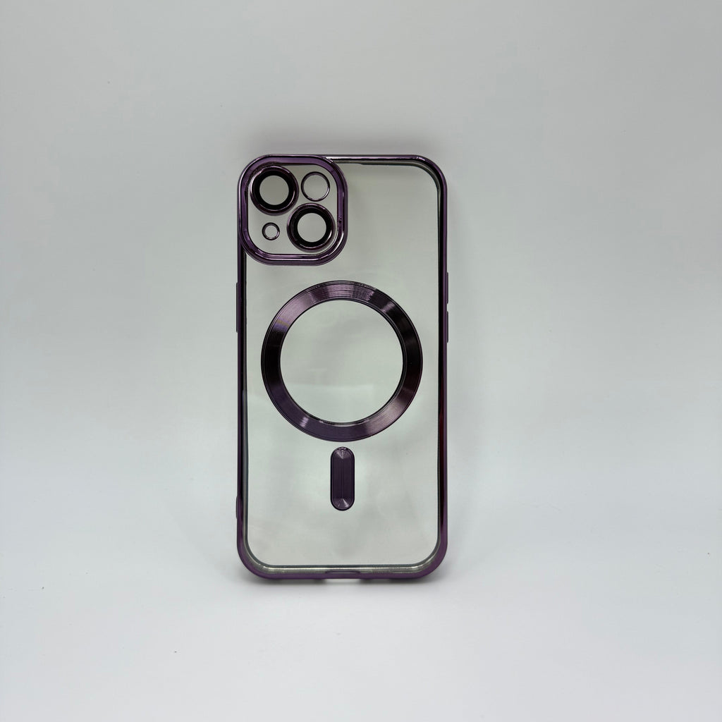 CASE IPHONE 15 BORDE METALIZADO MAGSAFE MORADO