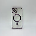 CASE IPHONE 15 BORDE METALIZADO MAGSAFE MORADO