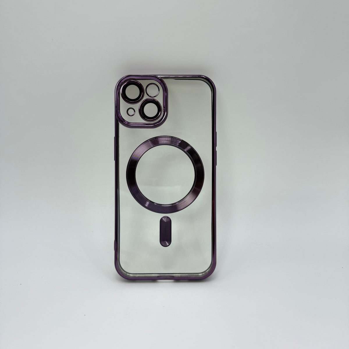 CASE IPHONE 15 BORDE METALIZADO MAGSAFE MORADO