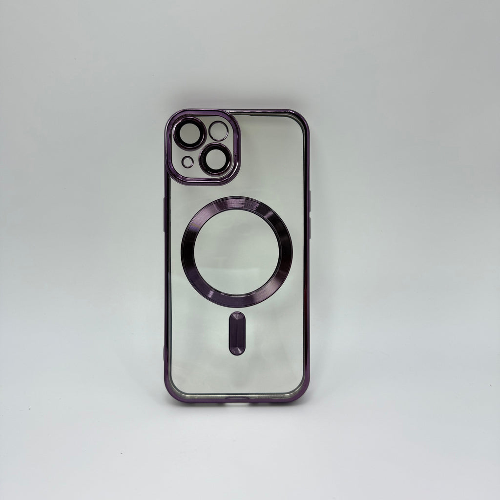 CASE IPHONE 14 PLUS BORDE METALIZADO MAGSAFE MORADO
