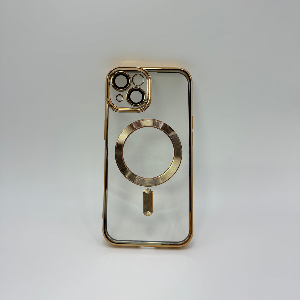 CASE IPHONE 15 BORDE METALIZADO MAGSAFE DORADO