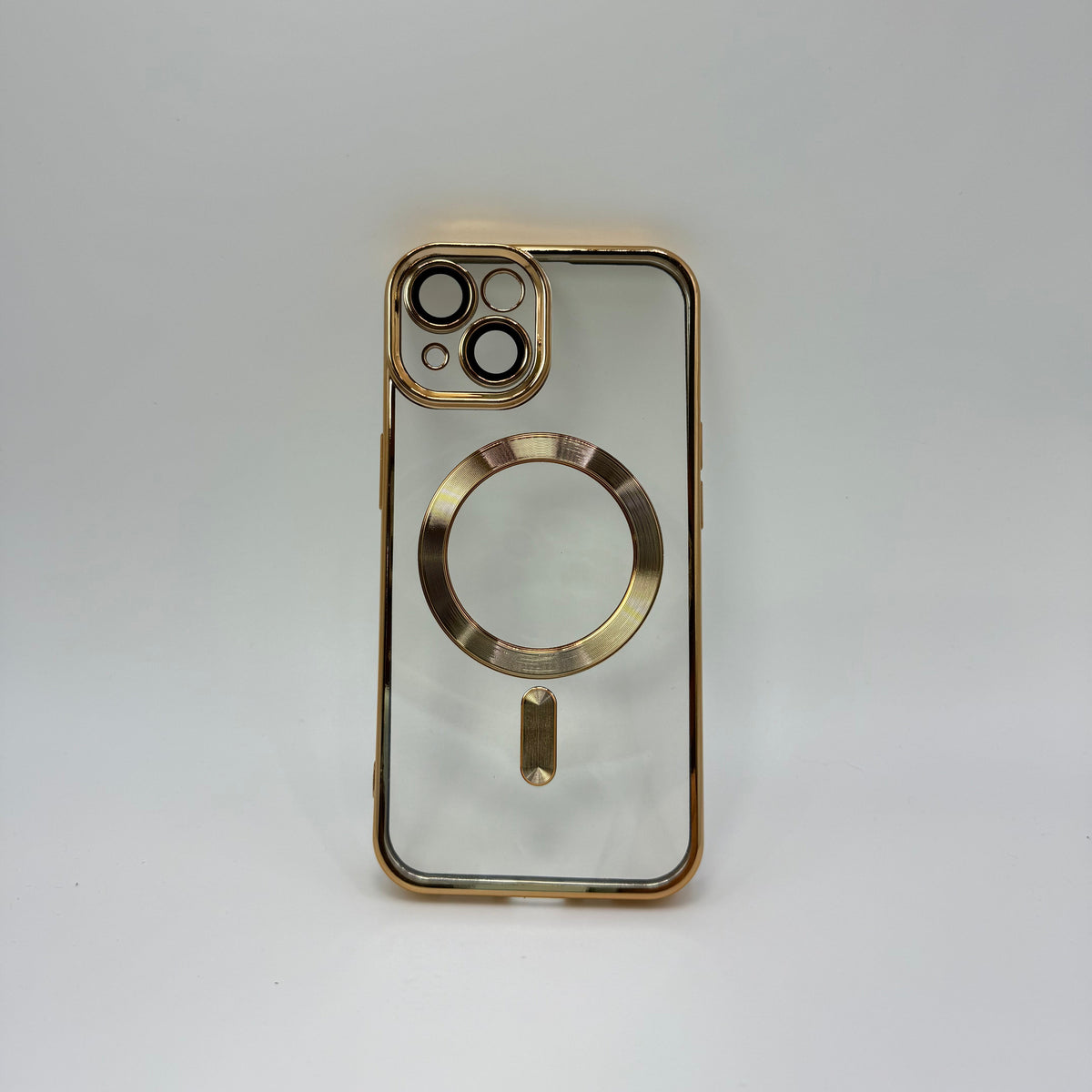 CASE IPHONE 15 BORDE METALIZADO MAGSAFE DORADO