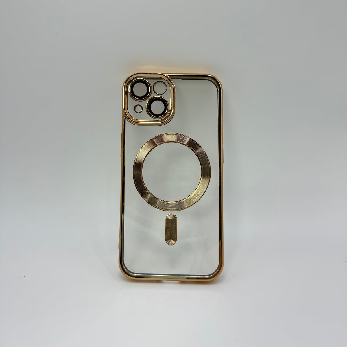 CASE IPHONE 14 PLUS BORDE METALIZADO MAGSAFE DORADO