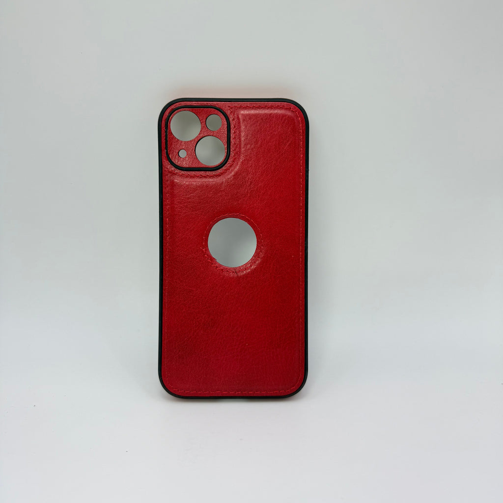 CASE IPHONE 13-14 TIPO CUERO ROJO