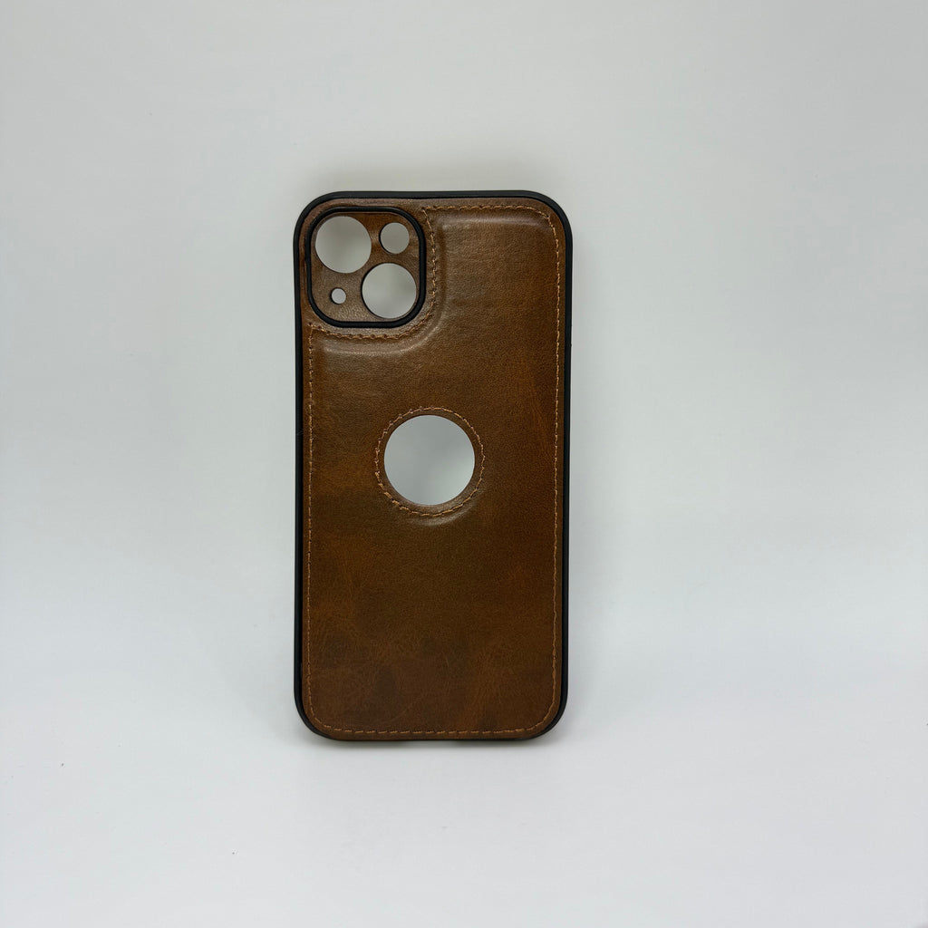 CASE IPHONE 13-14 TIPO CUERO CAFÉ