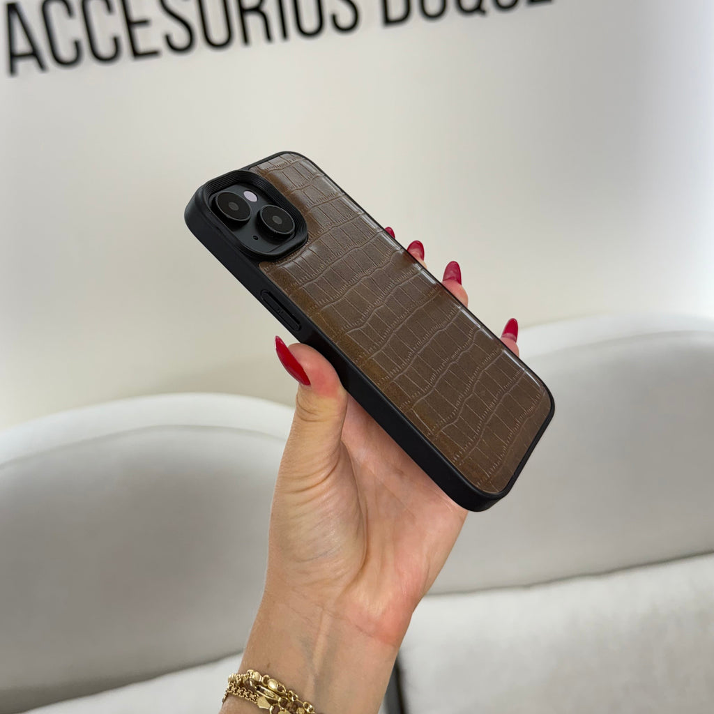CASE IPHONE 13-14 COCODRILO CAFÉ