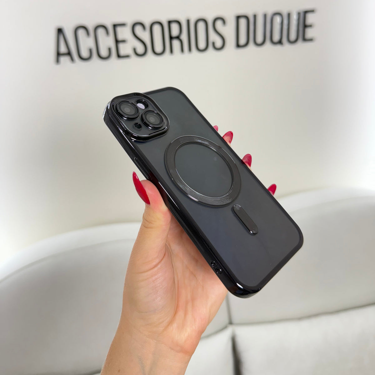 CASE IPHONE 14 PLUS BORDE METALIZADO MAGSAFE NEGRO