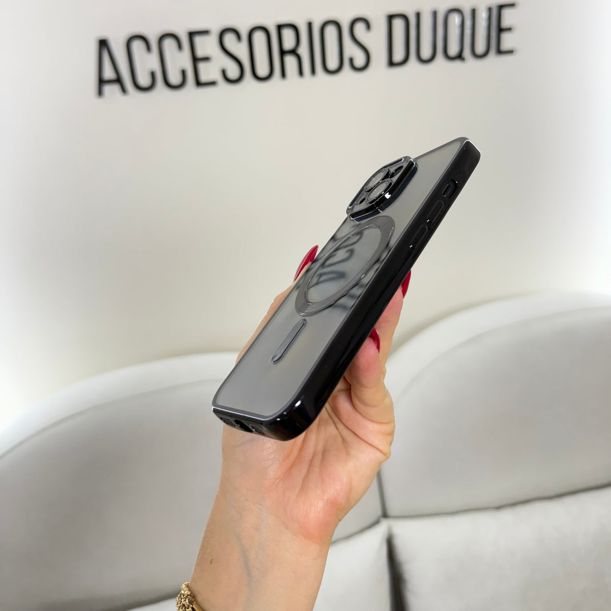 CASE IPHONE 14 PLUS BORDE METALIZADO MAGSAFE NEGRO