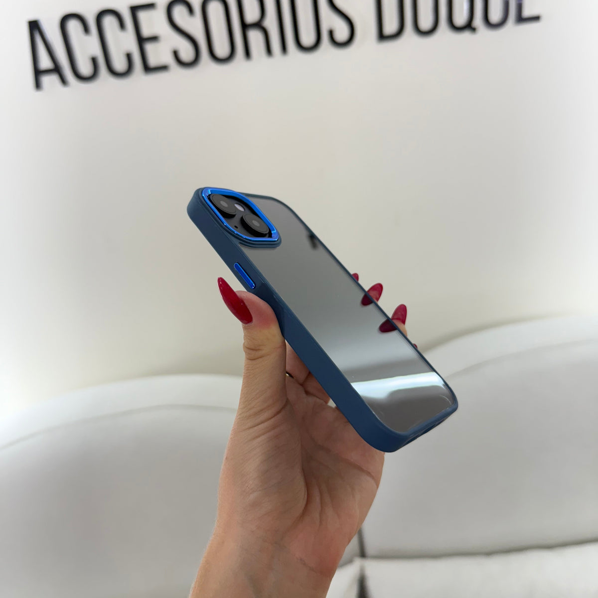 CASE IPHONE 13-14 BORDE COLOR AZUL