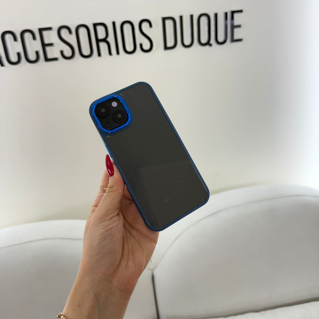 CASE IPHONE 13-14 BORDE COLOR AZUL