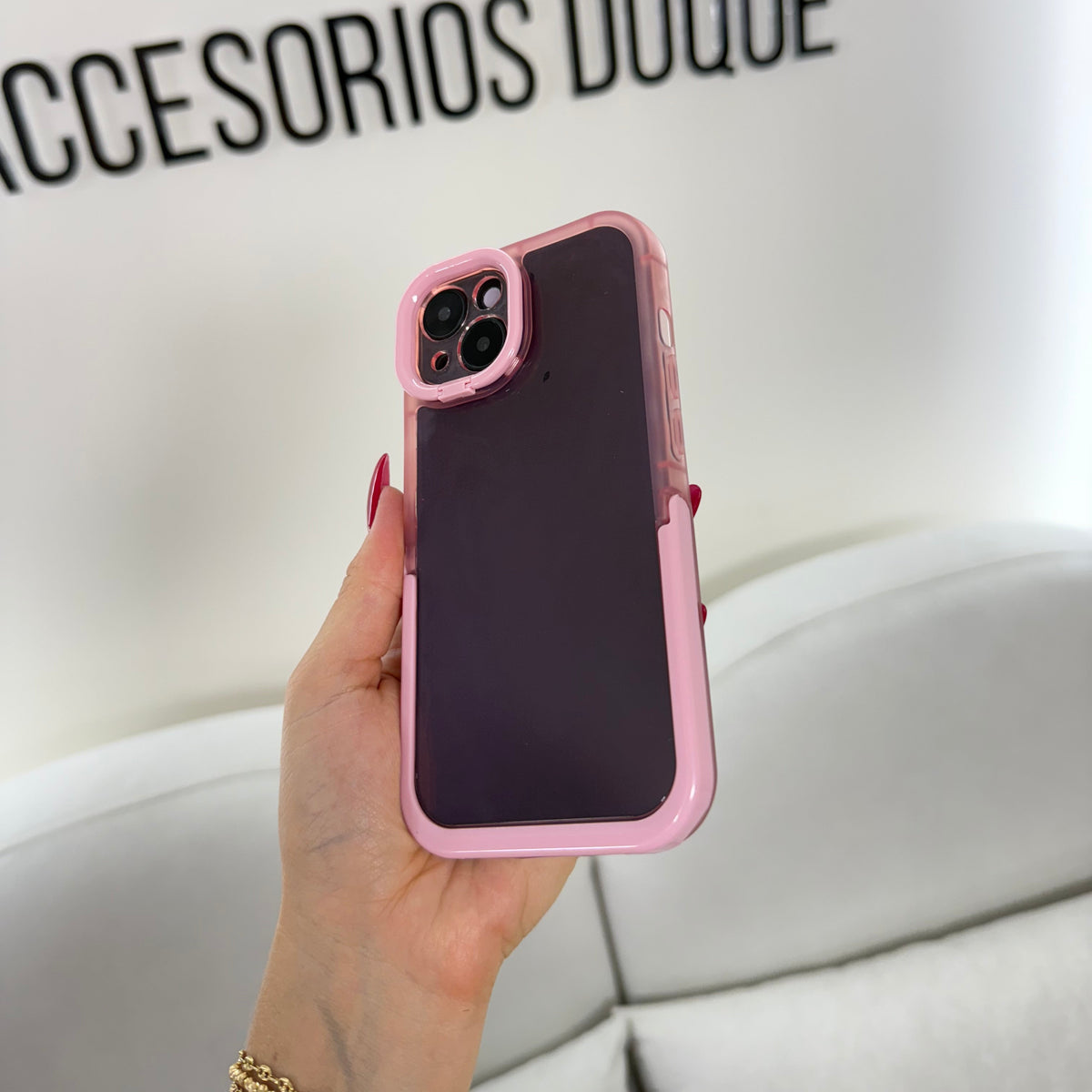 CASE IPHONE 14 PLUS SOPORTE ROSADO