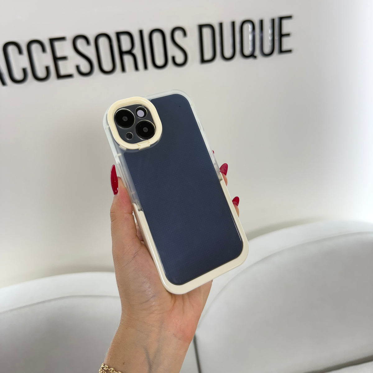 CASE IPHONE 14 PLUS SOPORTE BEIGE