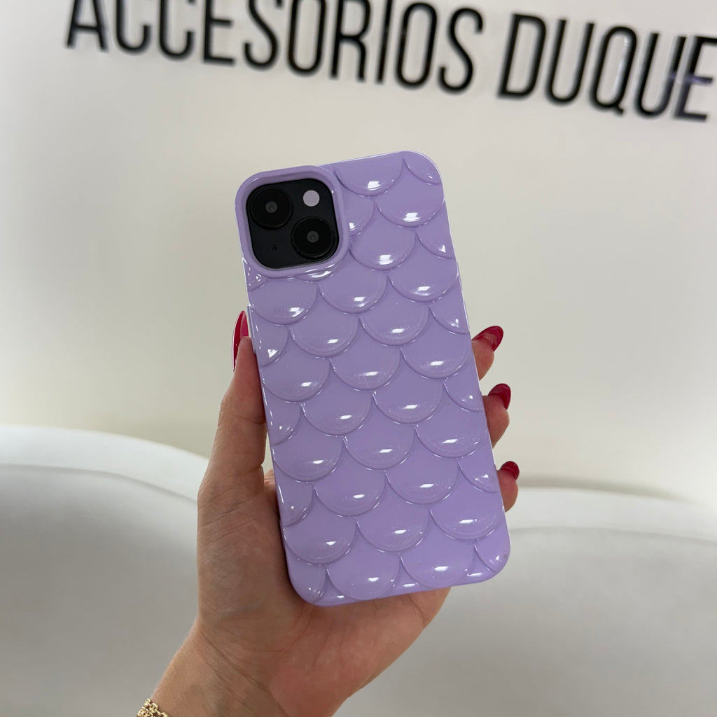 CASE IPHONE 13-14 ESCAMAS LILA