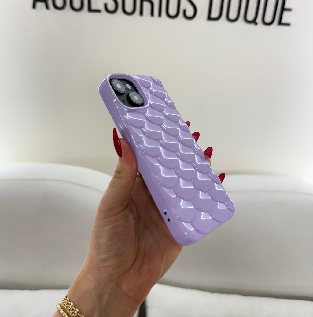 CASE IPHONE 13-14 ESCAMAS LILA