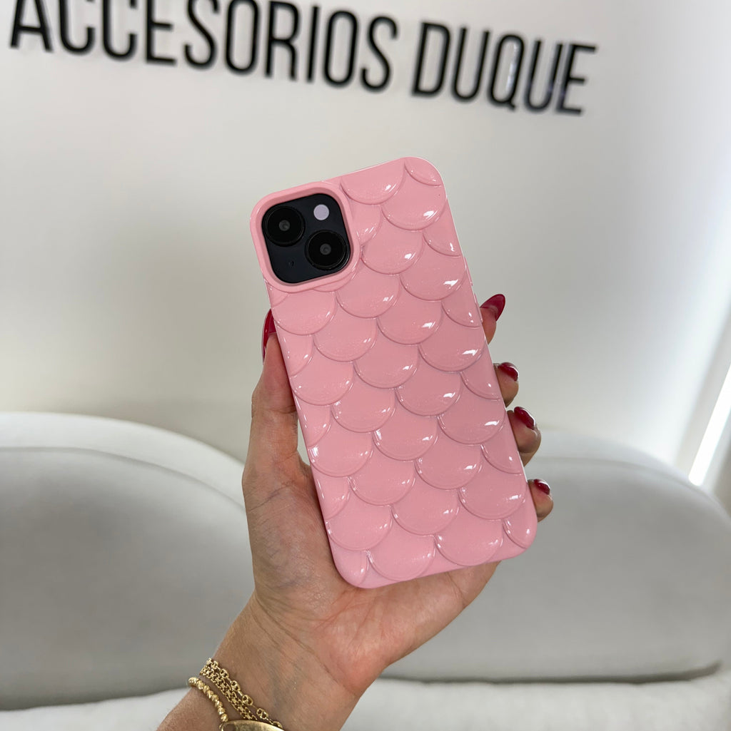 CASE IPHONE 15 ESCAMAS ROSADO