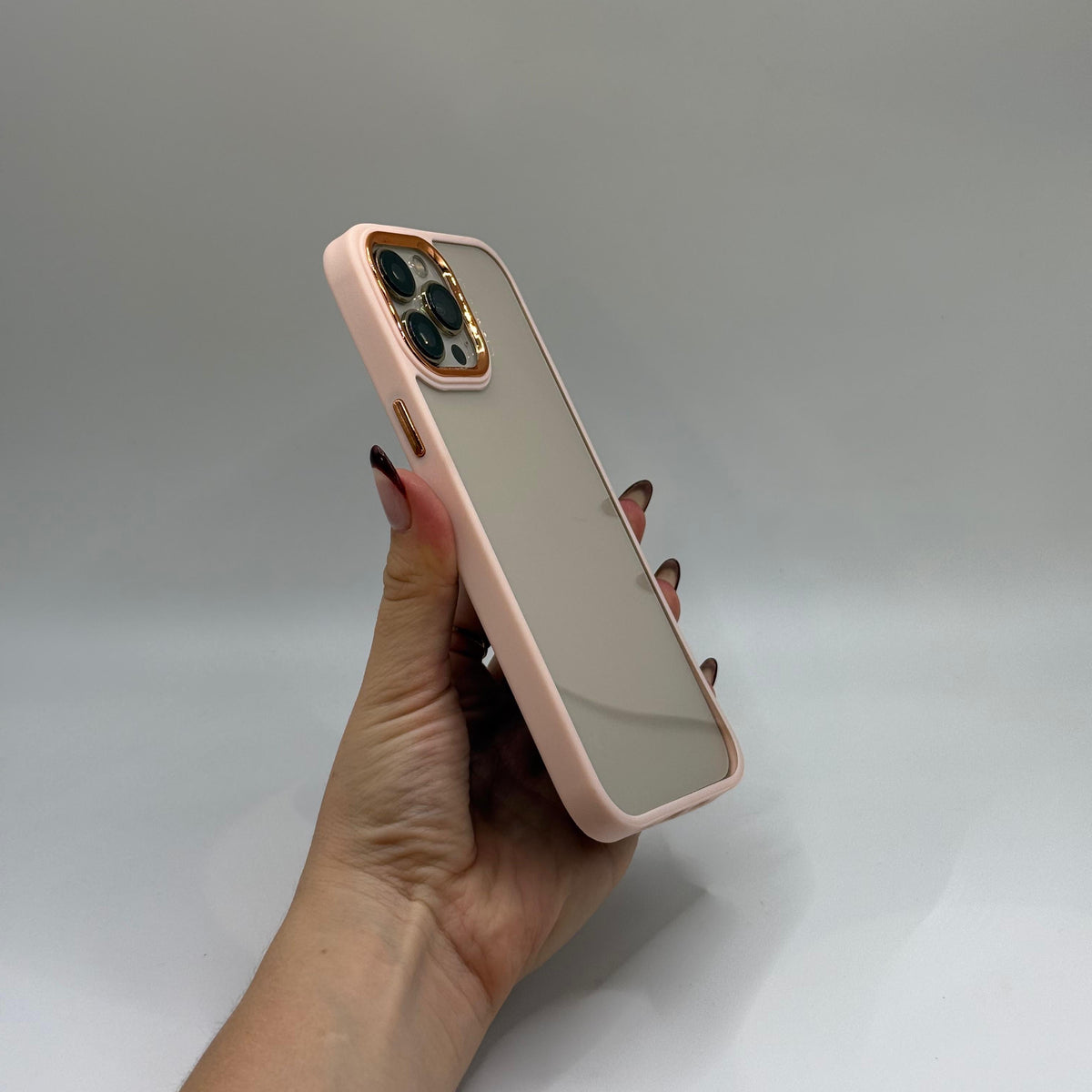 CASE IPHONE 13 PRO MAX BORDE COLOR ROSADO