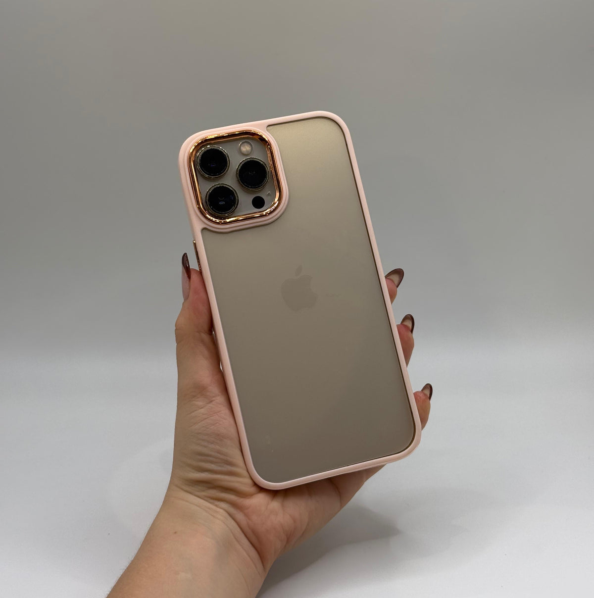 CASE IPHONE 12 PRO MAX BORDE COLOR ROSADO